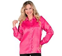 W WIDMANN MILANO Party Fashion - Blusa de satén para mujer, camisa de mujer para fiesta temática de los años 70, Disco Fever, carnaval
