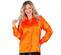 W WIDMANN MILANO Party Fashion - Blusa de satén para mujer, camisa de mujer para fiesta temática de los años 70, Disco Fever, carnaval