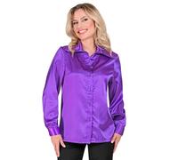 W WIDMANN MILANO Party Fashion - Blusa de satén para mujer, camisa de mujer para fiesta temática de los años 70, Disco Fever, carnaval