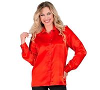 W WIDMANN MILANO Party Fashion - Blusa de satén para mujer, camisa de mujer para fiesta temática de los años 70, Disco Fever, carnaval
