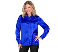 W WIDMANN MILANO Party Fashion - Blusa de satén para mujer, camisa de mujer para fiesta temática de los años 70, Disco Fever, carnaval