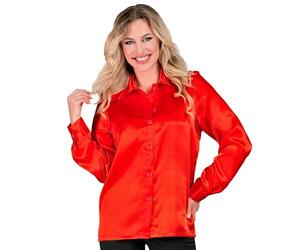 W WIDMANN MILANO Party Fashion - Blusa de satén para mujer, camisa de mujer para fiesta temática de los años 70, Disco Fever, carnaval