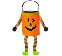 WIDMANN 00781 - Bolsa Truco O Trato Unisex Infantil, Calabaza, Halloween, Carnaval, Fiestas Temáticas