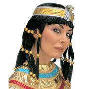 W WIDMANN MILANO Party Fashion C6220 - Peluca Cleopatra, negra, con cuello y diadema, egipcia, fiesta temática, carnaval