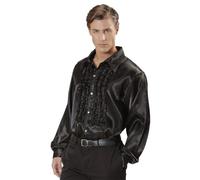 W WIDMANN MILANO Party Fashion - Camisa con volantes de los años 70 | Camisa de satén brillante con estilo «Disco Fever» para hombre, look retro, Carnaval