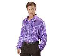W WIDMANN MILANO Party Fashion - Camisa con volantes para hombre de los años 70, camisa brillante Disco Fever, carnaval, fiesta temática