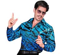 W WIDMANN MILANO Party Fashion - Camisa de lentejuelas Party Fashion para hombre, Disco Fever, Schlagermove, animal print, camisa hombre