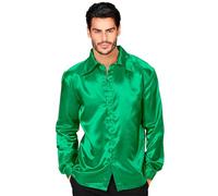 W WIDMANN MILANO Party Fashion - Camisa de satén para caballero, años 70 Disco Fever, estilo retro, baile de salón, camisa de fiesta