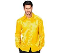 W WIDMANN MILANO Party Fashion - Camisa de satén para caballero, años 70 Disco Fever, estilo retro, baile de salón, camisa de fiesta