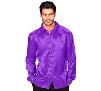 W WIDMANN MILANO Party Fashion - Camisa disco años 70, camisa manga larga, camisa raso, carnaval