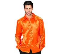 Widmann Camisa disco años 70 Satén Naranja XL