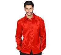 W WIDMANN MILANO Party Fashion - Camisa disco años 70, camisa manga larga, camisa raso, carnaval