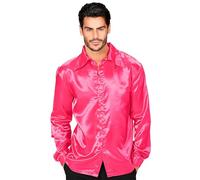 W WIDMANN MILANO Party Fashion - camisa disco años 70, camisa manga larga, camisa satén, carnaval