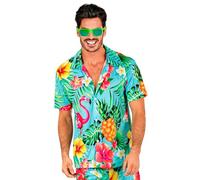W WIDMANN MILANO Party Fashion - Camisa Hawaii, camisa manga corta, flores, aloha, fiesta en la playa, disfraz