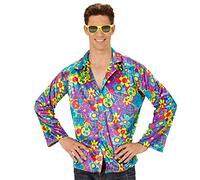 W WIDMANN MILANO Party Fashion - Camisa hippie con flores, camisa de manga larga para adultos