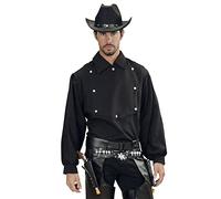 W WIDMANN MILANO Party Fashion - Camisa vaquera, negra, disfraz western, rodeo, disfraces carnaval