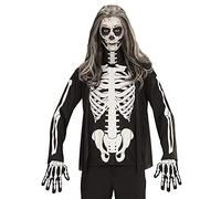 W WIDMANN MILANO Party Fashion - camisa de disfraces esqueleto, top, esqueleto de hueso, parca, Halloween