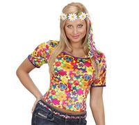 W WIDMANN MILANO Party Fashion - Camiseta hippie, Flower Power, top de disfraz para carnaval