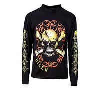 W WIDMANN MILANO Party Fashion - Camiseta motera con calavera y huesos, rockera, Halloween, carnaval