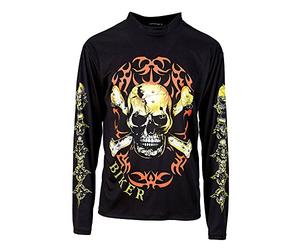 W WIDMANN MILANO Party Fashion - Camiseta motera con calavera y huesos, rockera, Halloween, carnaval