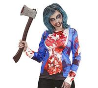 W WIDMANN MILANO Party Fashion - Camiseta mujer zombi, manga larga, parte superior del disfraz, Halloween
