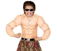 W WIDMANN MILANO Party Fashion - camiseta musculosa para niños, six-pack, soldado, superhéroe, culturista, disfraces