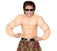 W WIDMANN MILANO Party Fashion - camiseta musculosa para niños, six-pack, soldado, superhéroe, culturista, disfraces