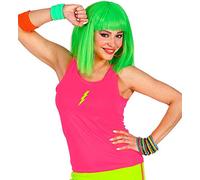 W WIDMANN MILANO Party Fashion - Camiseta sin mangas neón para mujer, brilla bajo la luz ultravioleta, disfraz de los años 80 para carnaval y fiestas