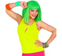 W WIDMANN MILANO Party Fashion - Camiseta sin mangas neón para mujer, brilla bajo la luz ultravioleta, disfraz de los años 80 para carnaval y fiestas