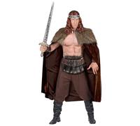 W WIDMANN MILANO Party Fashion - Capa vikinga con pelerina de piel | Capa larga marrón con aspecto de terciopelo y pelerina de piel sintética: disfraz para Carnaval y Halloween