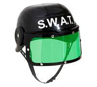 W WIDMANN MILANO Party Fashion 28225 - Casco infantil S.W.A.T, con visera, negro, tocado, accesorio, accesorio disfraz adulto, policia, carnaval, fiesta tematica