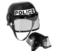W WIDMANN MILANO Party Fashion 2822R - Casco de policía, con visera, negro, tocado, accesorio, accesorio de disfraz, policía, SWAT, carnaval, fiesta temática