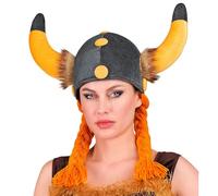 W WIDMANN MILANO Party Fashion - Casco vikingo con trenzas, sombrero de tela, galo, celta, guerrero