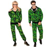 W WIDMANN MILANO Party Fashion - chándal de disfraces, Ganja Party Fashion, hierba, traje de los 80, jogging suit, traje de mal gusto, disfraces de disfraces