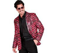 W WIDMANN MILANO Party Fashion - Chaqueta de fiesta con lentejuelas para hombre, Disco Fever, Chaqueta de traje, Schlagermove, Animal Print