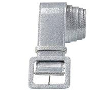 WIDMANN 04624 - Cinturón con Purpurina Mujer Adulta, Años 70, Discoteca, Bailarinas, Año Nuevo, Espectáculo, 120 Cm, Color Plata