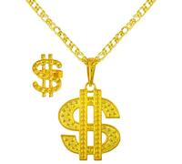 W WIDMANN MILANO Party Fashion - Collar con el signo del dólar, collar con strass, dorado, accesorio para disfraces