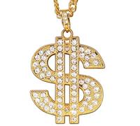 W WIDMANN MILANO Party Fashion - Collar con el signo del dólar, collar con strass, dorado, accesorio para disfraces