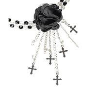 W WIDMANN MILANO Party Fashion - Collar con flor gótico, collar, bisutería, gótico, Día de los Muertos, Halloween