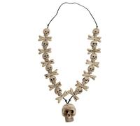 W WIDMANN MILANO Party Fashion - Collar de calavera con huesos | Collar con calaveras y huesos cruzados para disfraces de esqueleto, de la Edad de Piedra, de carnaval y de Halloween