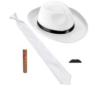 W WIDMANN MILANO Party Fashion - Conjunto de 4 piezas Los locos años 20 | Sombrero, corbata, bigote y puro, complementos, accesorios de disfraz para Carnaval y fiestas temáticas