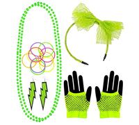 W WIDMANN MILANO Party Fashion: conjunto de accesorios de los años 80 con diadema, joyas y guantes, accesorios para disfraces y fiestas de carnaval y discotecas temáticas