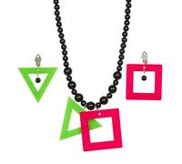 W WIDMANN MILANO Party Fashion, Conjunto de collar y aretes, atrevido diseño neón, versátil para toda ocasión, ligero y cómodo, colores vibrantes, ideal regalo