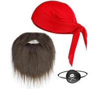 W WIDMANN MILANO Party Fashion - Conjunto de disfraces de pirata, pañuelo, barba, parche en el ojo, bucanero, carnaval, fiesta temática