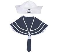 W WIDMANN MILANO Party Fashion - Juego de disfraces de marinero, cuello y sombrero, marinero, capitán, lema de la fiesta, carnaval