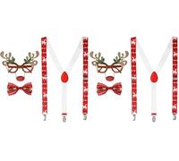 Widmann Juego de renos 00765 - gafas, tirantes y pajarita, Rojo/Blanco, Talla Única