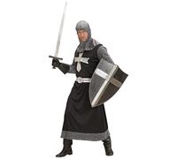 W WIDMANN MILANO Party Fashion - Conjunto de disfraz de caballero | Túnica larga con cinturón y capucha con estilo Dark Crusader para la Edad Media, el carnaval y las fiestas temáticas