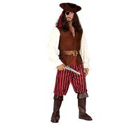 W WIDMANN MILANO Party Fashion - Conjunto de disfraz de capitán pirata | Con camisa, chaleco, pantalones, cinturón, cubrebotas, diadema, sombrero y parche ojo para Carnaval y fiestas