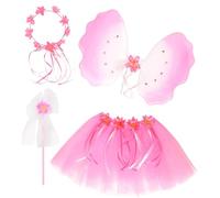 W WIDMANN MILANO Party Fashion - Conjunto de disfraz de hada de las flores para niños, tutú, alas, tocado y varita mágica, carnaval, fiesta temática