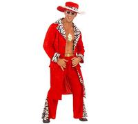 W WIDMANN MILANO Party Fashion - Conjunto de disfraz de proxeneta | Llamativo disfraz de terciopelo con chaqueta, pantalones, cinturón y sombrero para Carnaval y fiestas temáticas